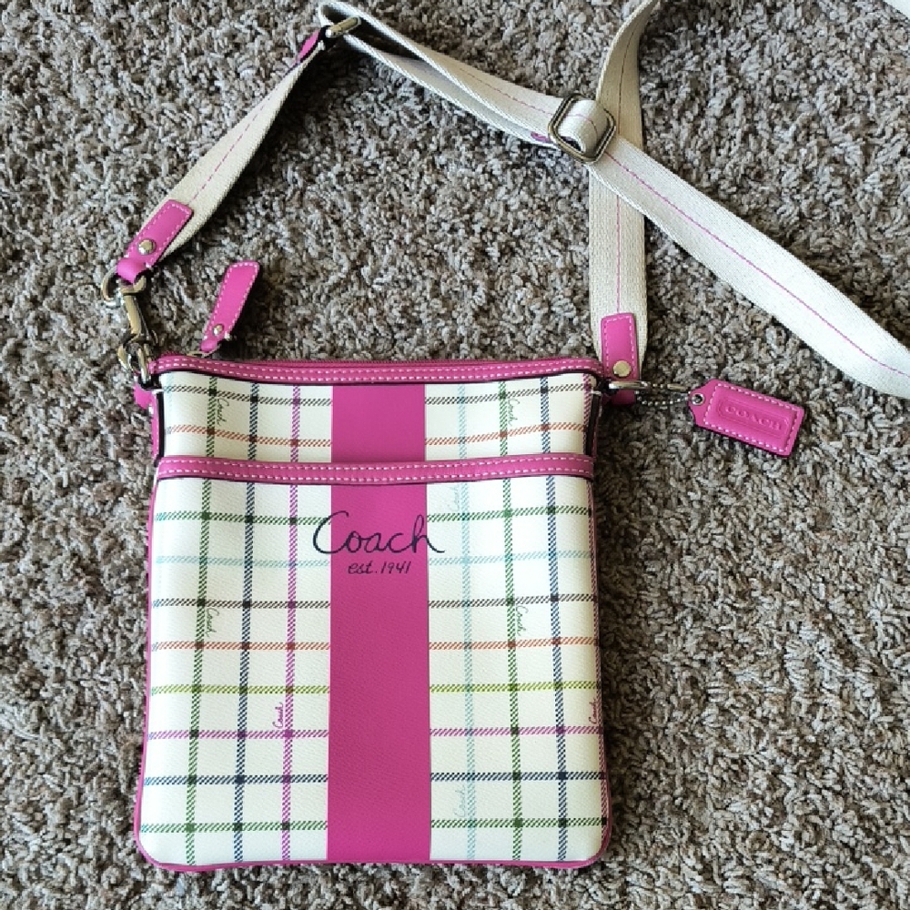 Vtg Y2K Coach Tattersal Crossbody Bag